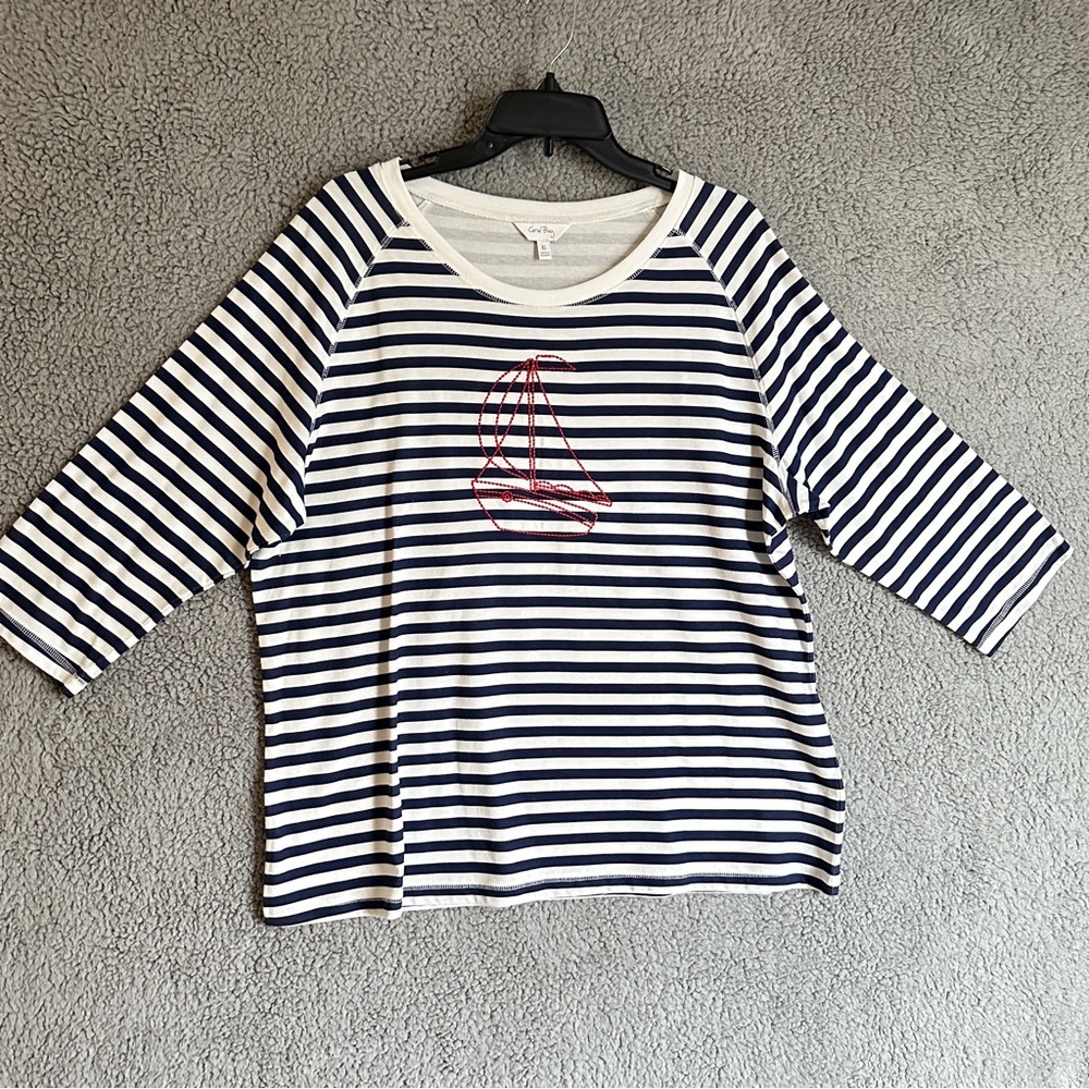 Coral Bay Women’s Striped Kids Shirt with Sailboat Design